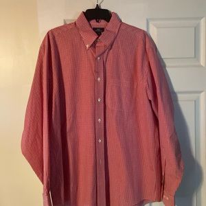 Brooks Brothers 346 Gingham Long Sleeve Shirt - Red, Size Large